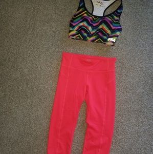 Champion yoga pants and matching Fila sports bra M